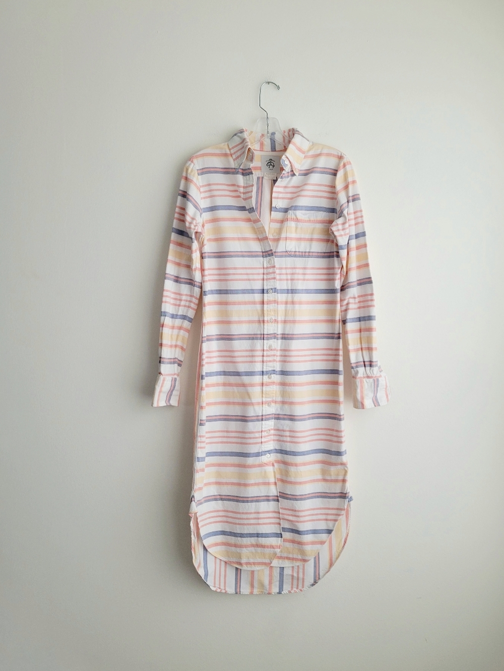 THOM BROWNE Black Fleece Pastel Striped Button-Down Shirt Dress